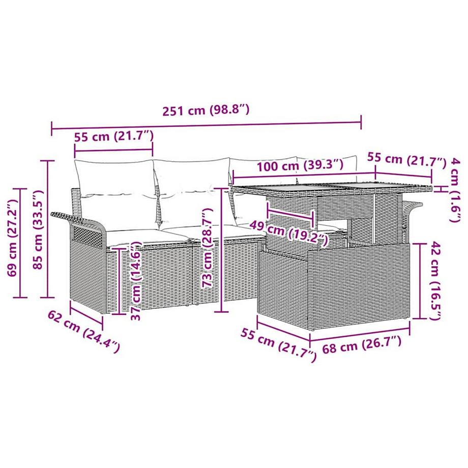 VidaXL Ensemble de meubles d'extérieur poly rattan  