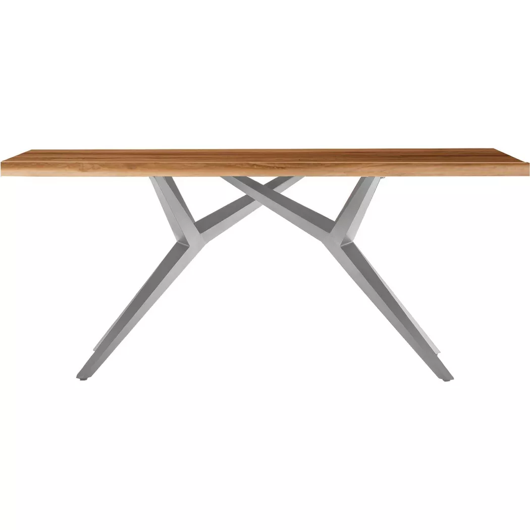 mutoni - Table 240x100 cm - teck recyclé naturel - métal argenté antique, One Size, Marron