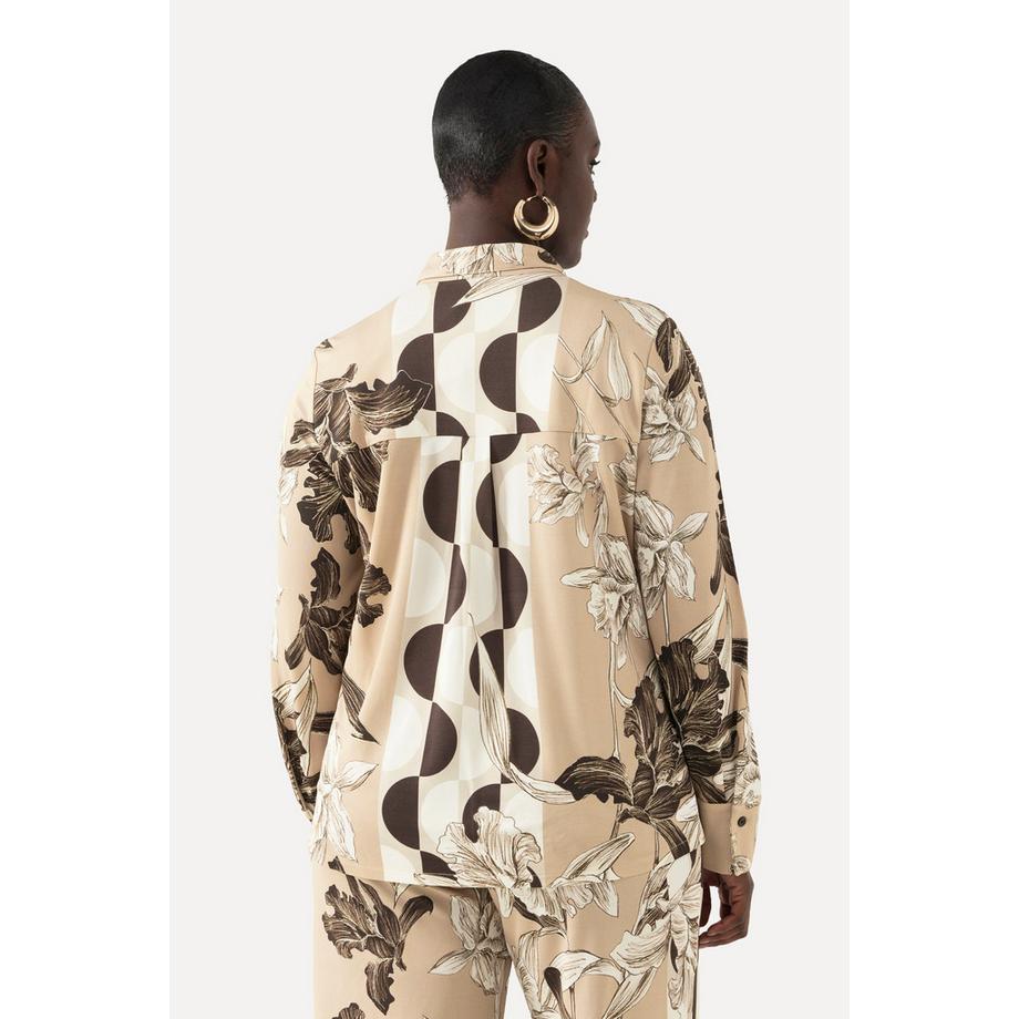 Ulla Popken Chemisier Slinky Melange Imprimes Col Chemise Manches Longues  