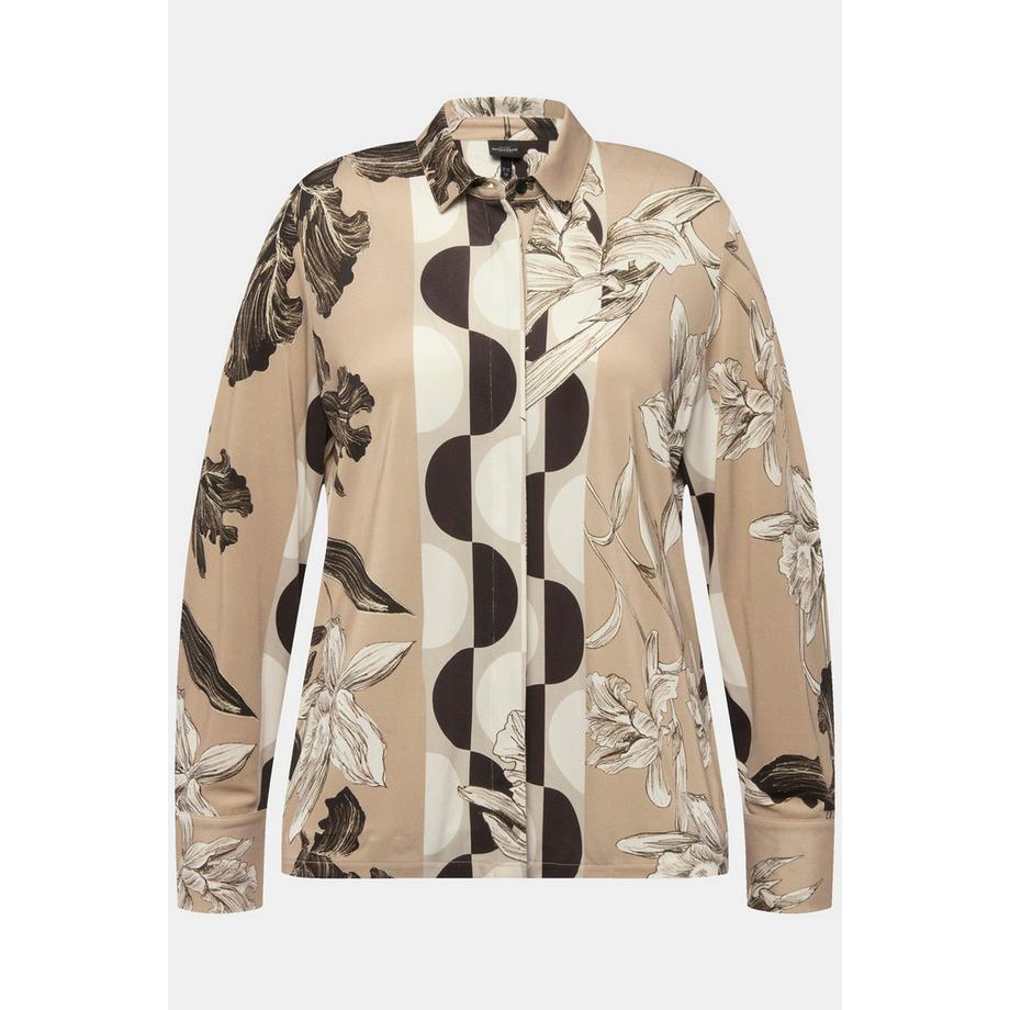 Ulla Popken Chemisier Slinky Melange Imprimes Col Chemise Manches Longues  