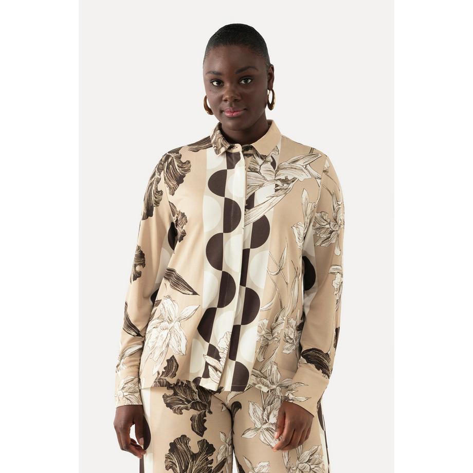 Ulla Popken Chemisier Slinky Melange Imprimes Col Chemise Manches Longues  