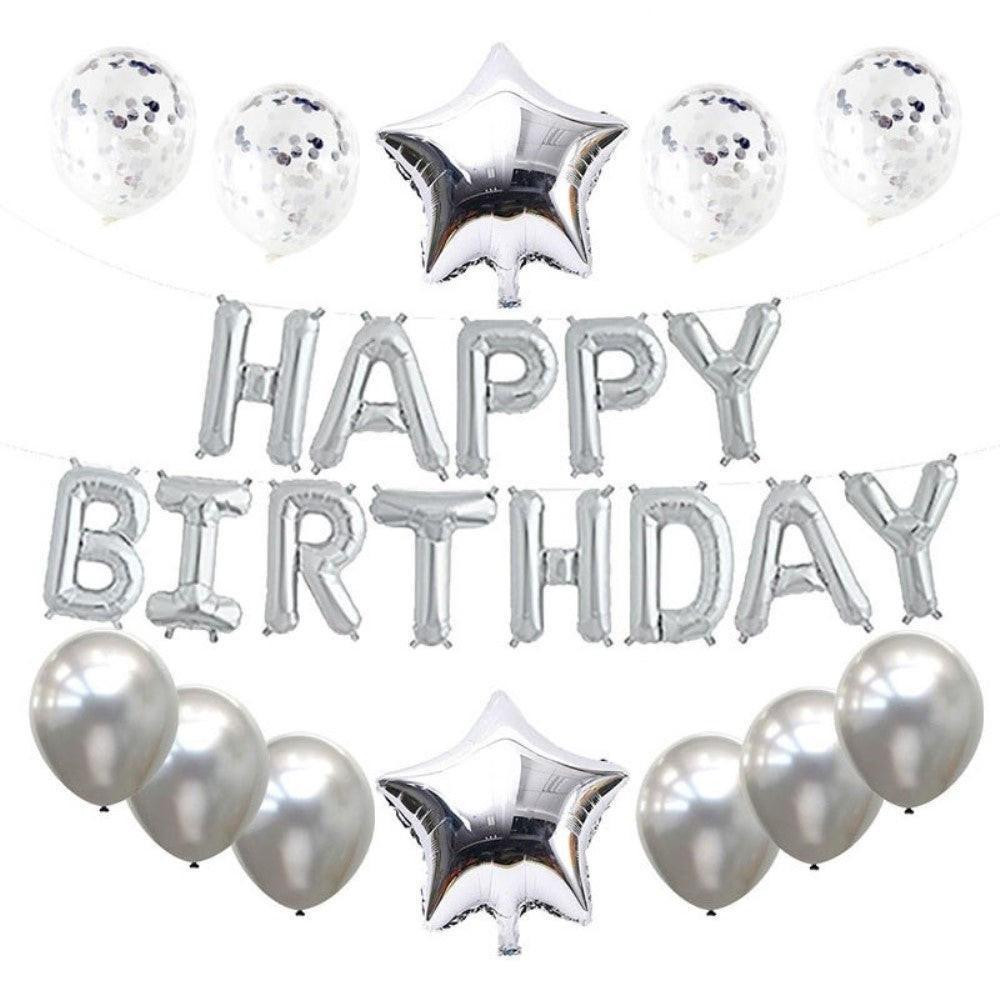 Cover-Discount  Kit bannière ballon joyeux anniversaire noir 