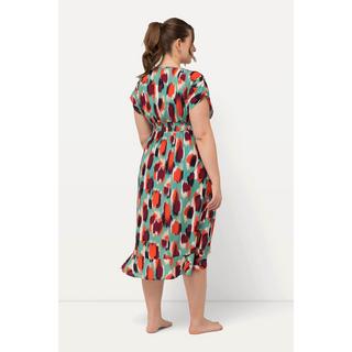 Ulla Popken Caffettano Fantasia Macchiette Laccetto Mezze Maniche  