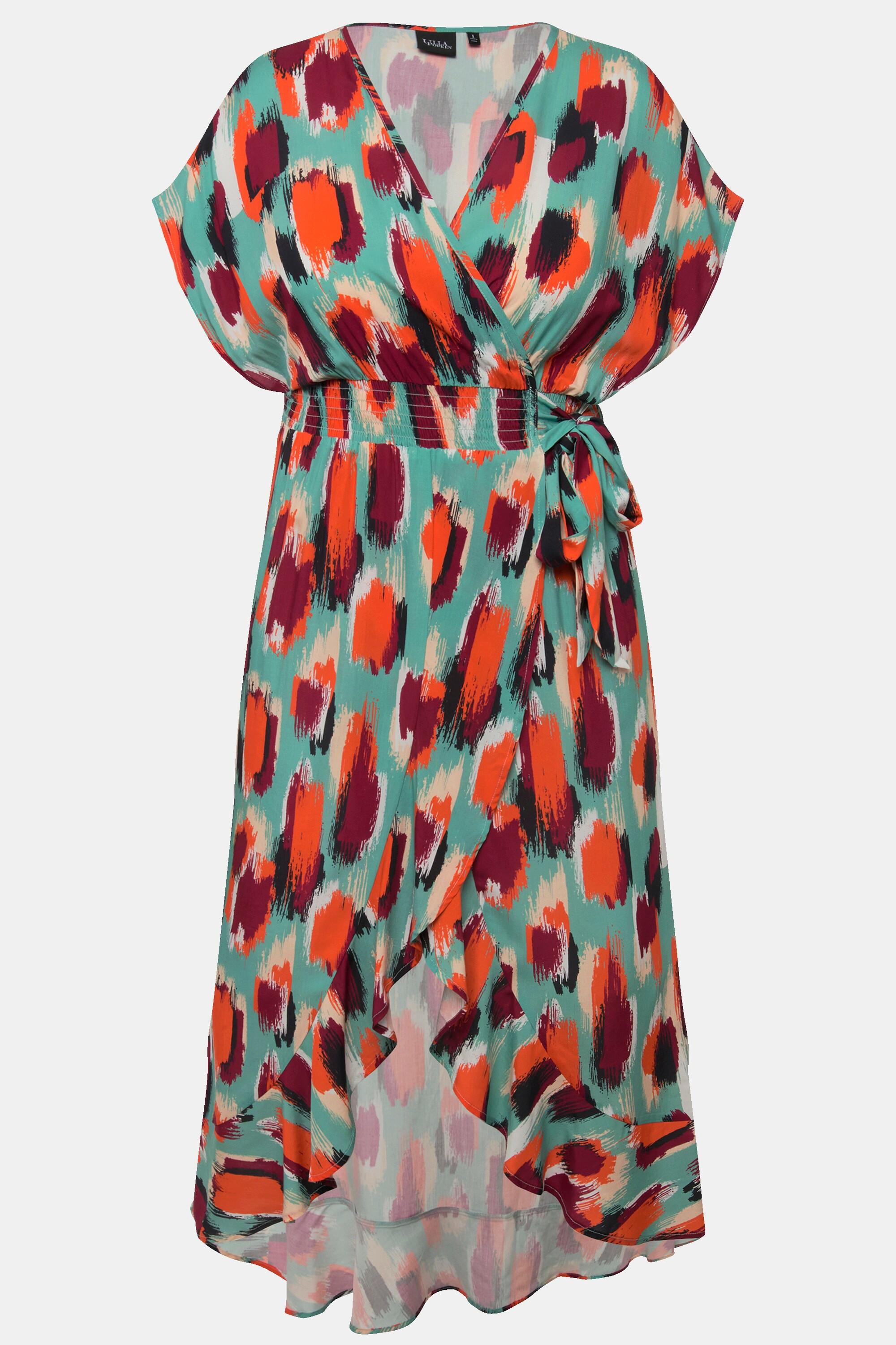 Ulla Popken Caffettano Fantasia Macchiette Laccetto Mezze Maniche  