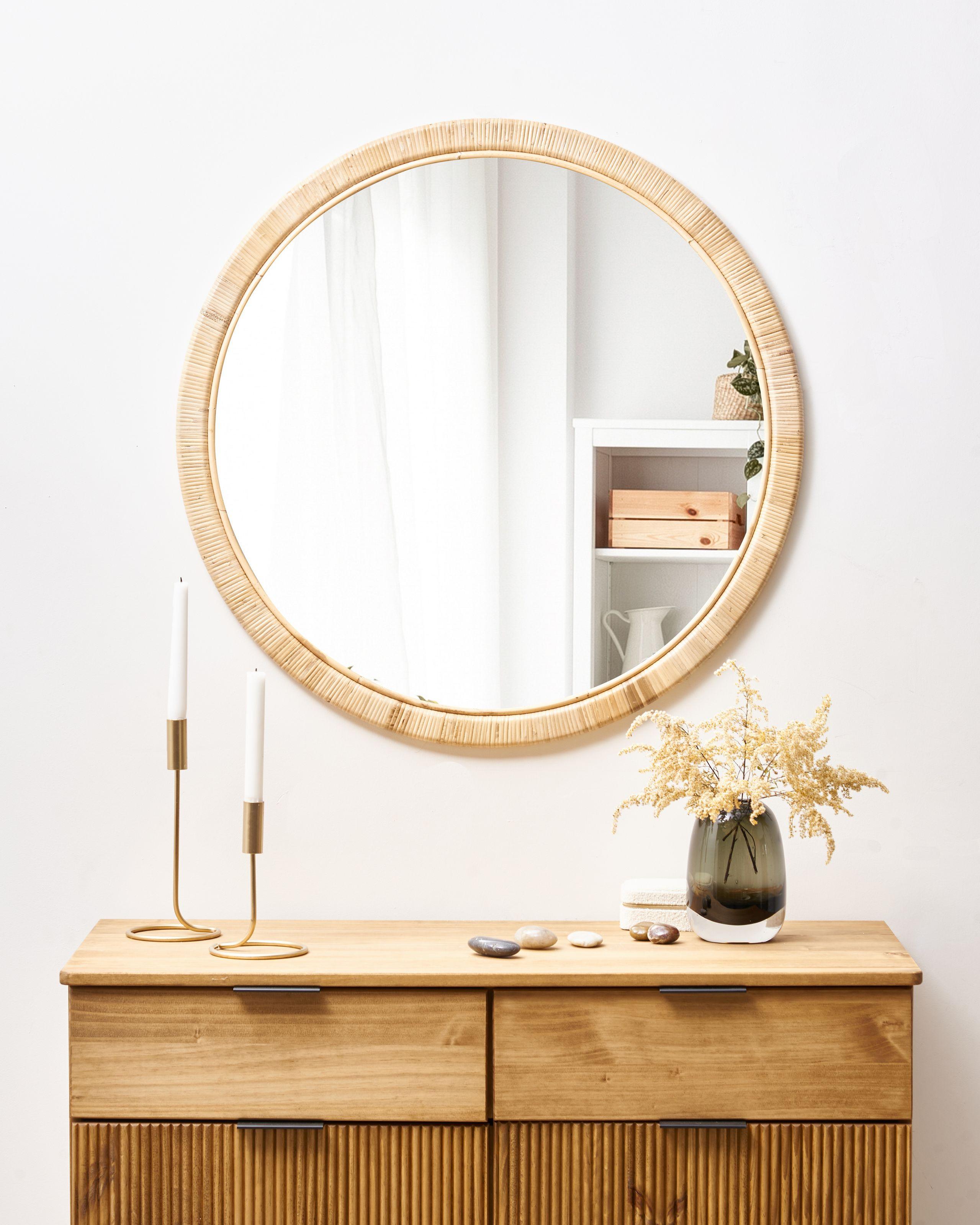 Beliani Wandspiegel aus Rattan Boho ANLEZY  