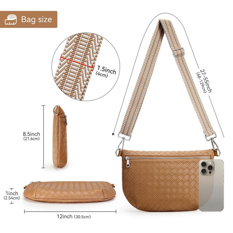 Only-bags.store Sac à Bandoulière en Cuir avec Large Bandoulière Réglable  