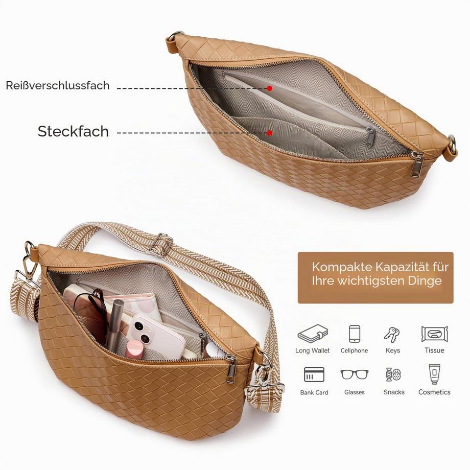 Only-bags.store Sac à Bandoulière en Cuir avec Large Bandoulière Réglable  