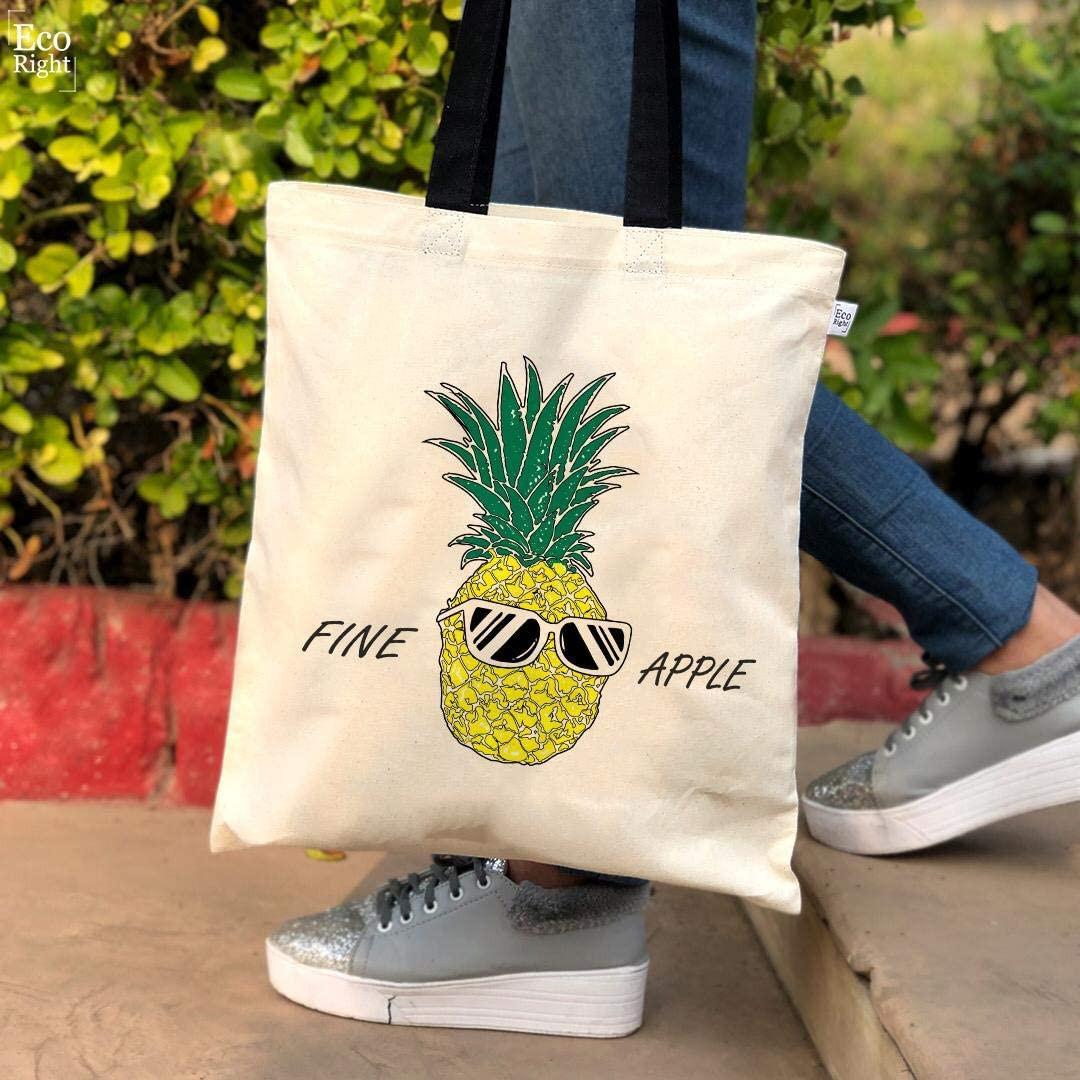 Only-bags.store Ästhetische Canvas Tragetasche mit Ananas-Print  