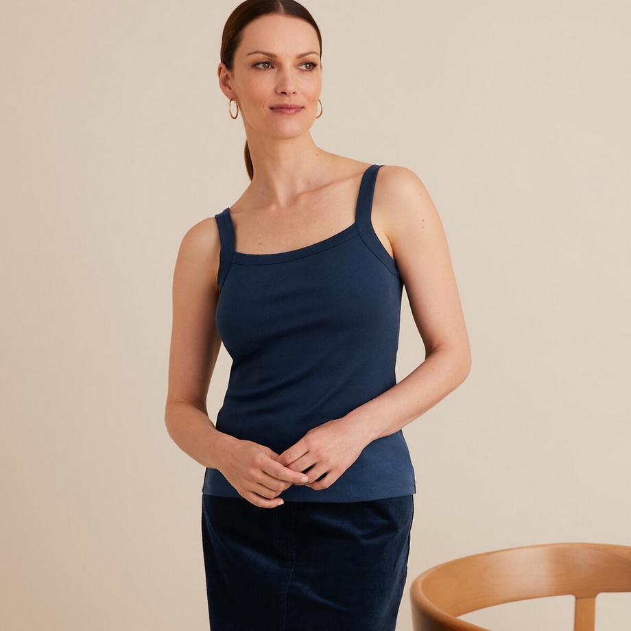 La Redoute Collections Geripptes ärmelloses Top Rundhalsausschnitt  