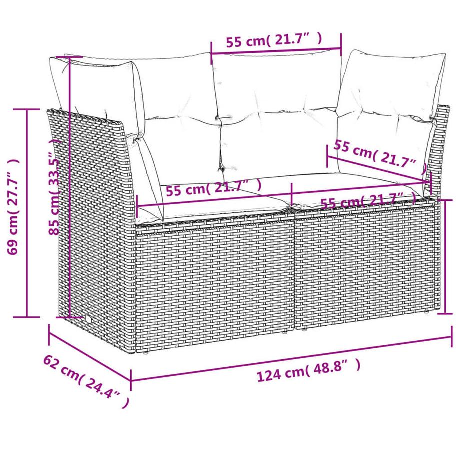 VidaXL Gartensofa poly-rattan  