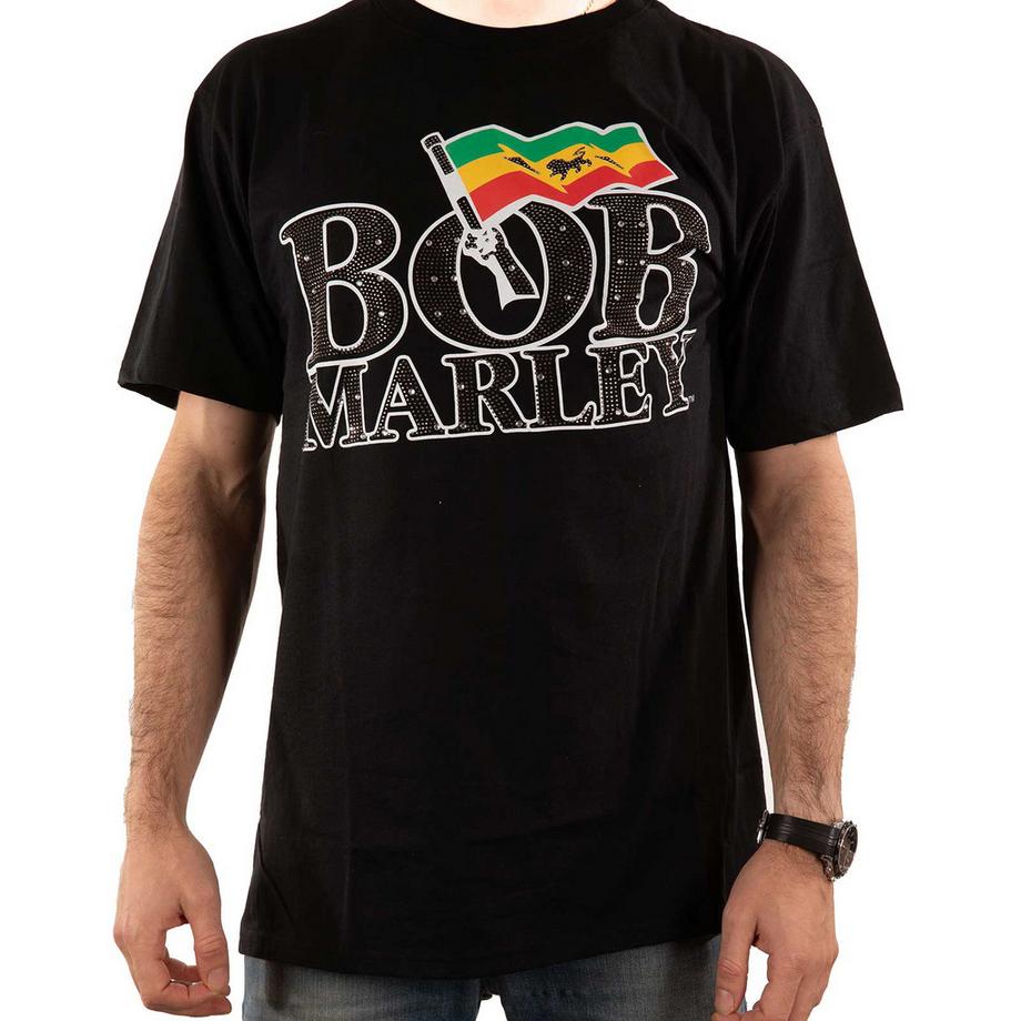Bob Marley T-shirt Orné Drapeau Logo  