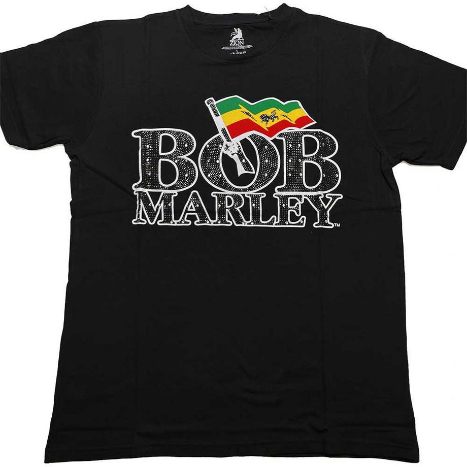 Bob Marley T-shirt Orné Drapeau Logo  