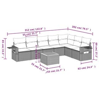 VidaXL Ensemble de canapés de jardin rotin synthétique  