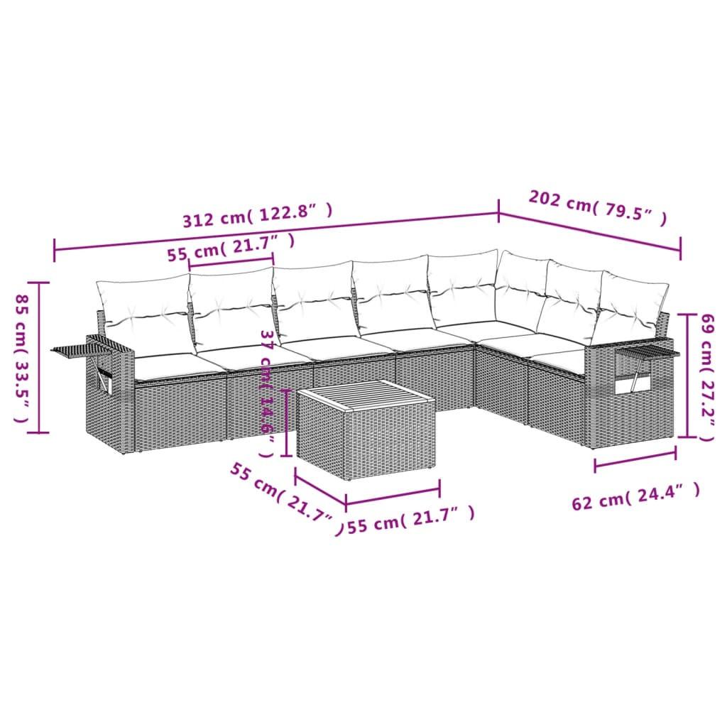 VidaXL Ensemble de canapés de jardin rotin synthétique  