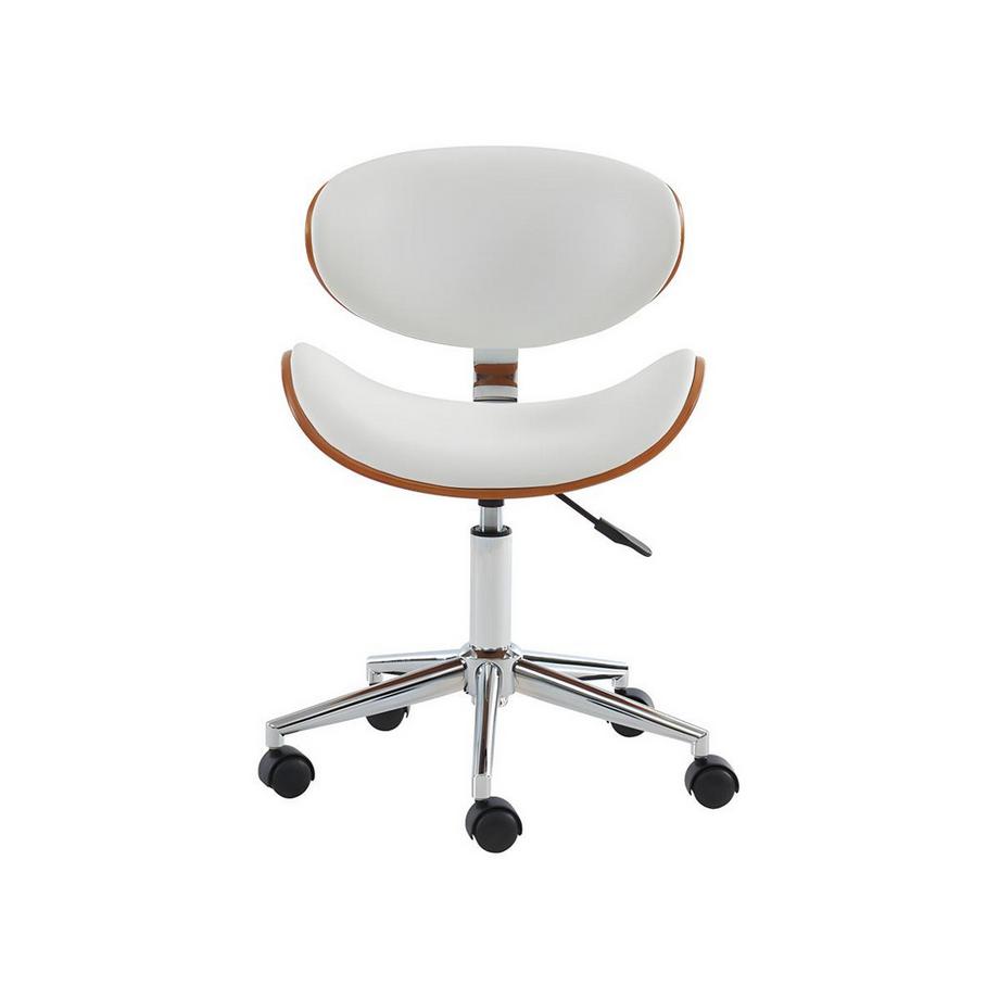 Vente-unique Sedia ufficio altezza regolabile in Similpelle Bianco e Noce MONTENEGRO  