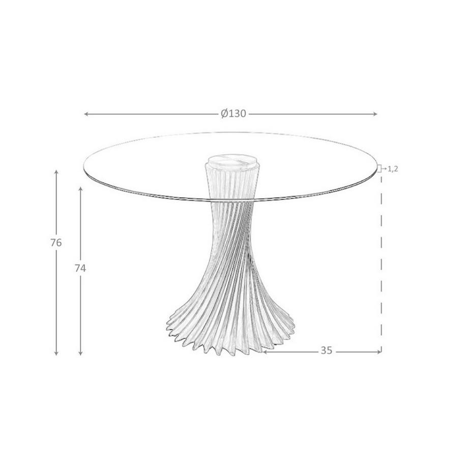 ANGEL CERDA Table à manger ronde verre trempé et noyer  