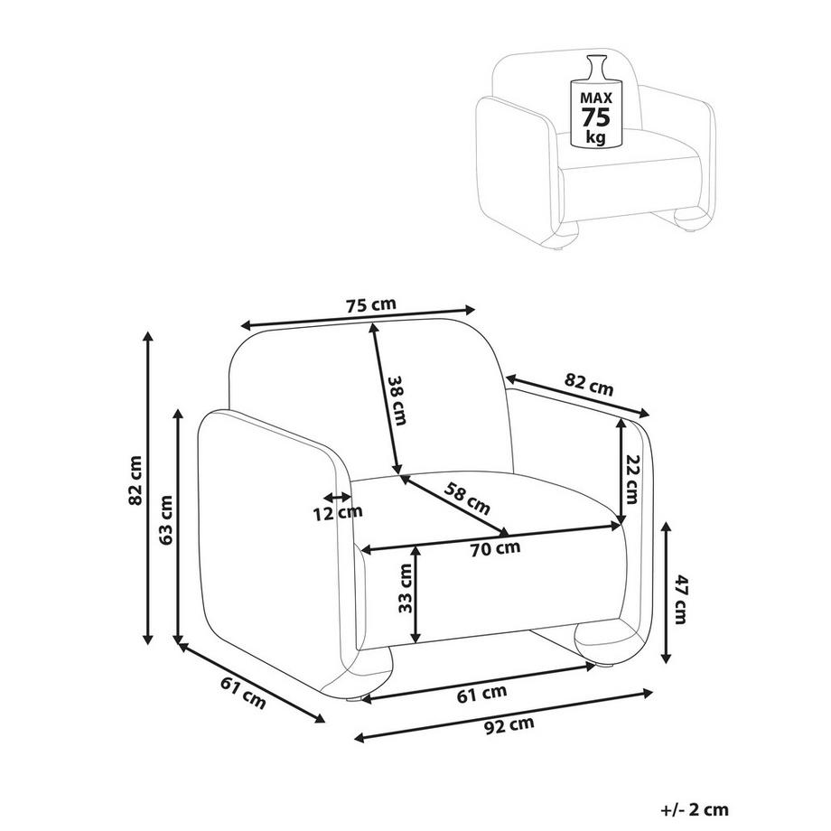 Beliani Fauteuil en Tissu Rétro SALAND  