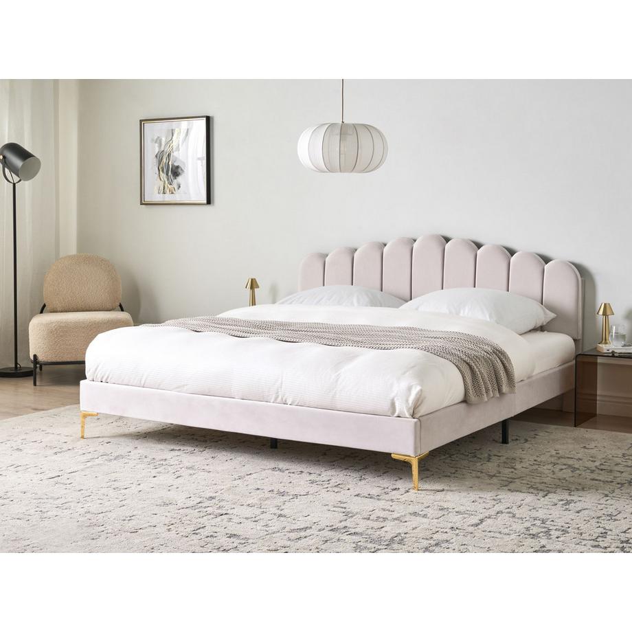 Beliani Bett mit Lattenrost aus Samtstoff Glamourös SAUVIAN  