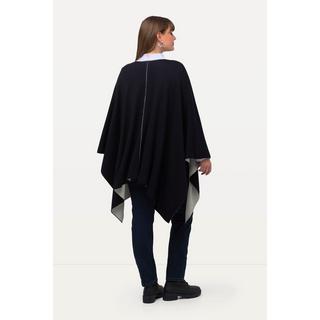 Ulla Popken  Poncho oversize en matière double face, coupe ouverte 