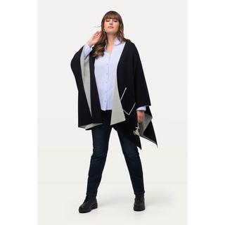 Ulla Popken  Poncho oversize en matière double face, coupe ouverte 