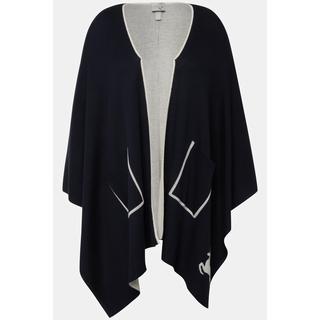 Ulla Popken  Poncho oversize en matière double face, coupe ouverte 