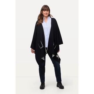 Ulla Popken  Poncho oversize en matière double face, coupe ouverte 