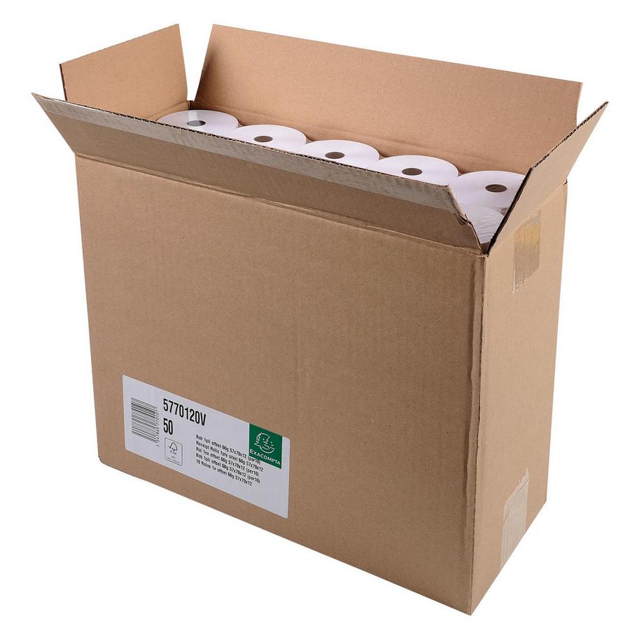 Exacompta Additions- und Kassenrolle 57mm x 40m, 1-lagig, Offset extraweiß 60g - x 50  