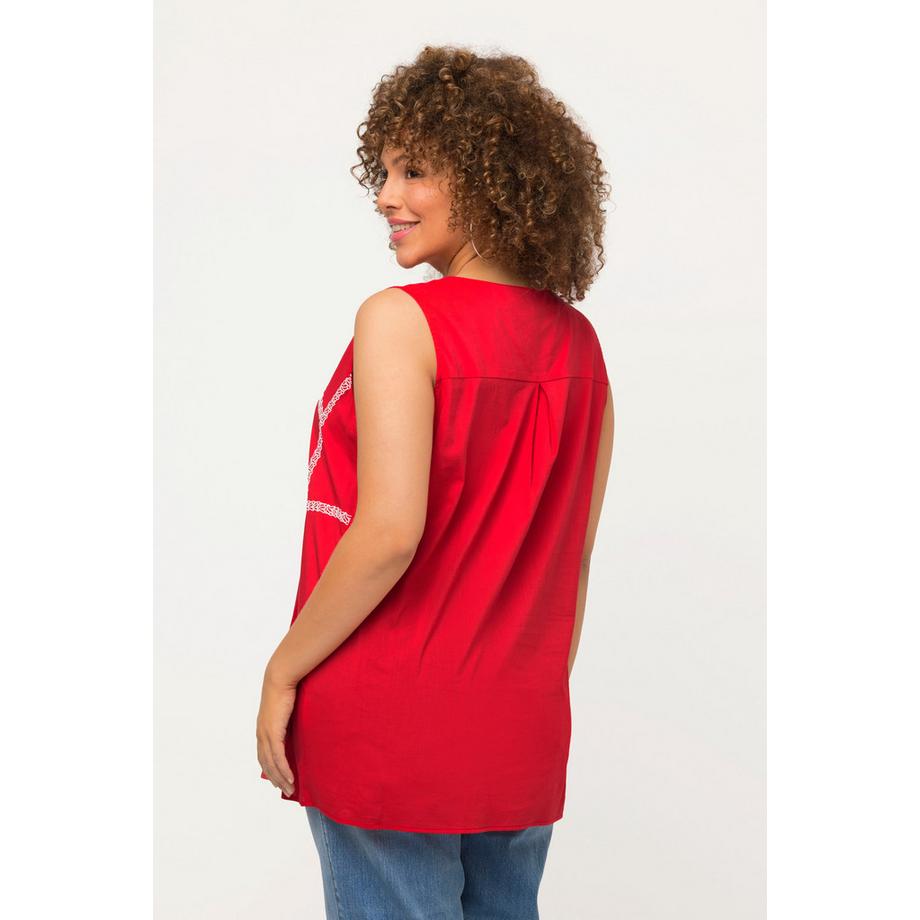 Ulla Popken A-Linie Blusentop ärmellos mit Schnürung Rundhals  