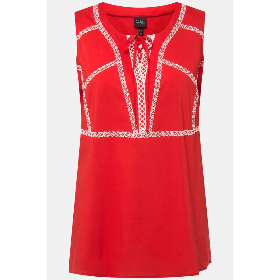 Ulla Popken A-Linie Blusentop ärmellos mit Schnürung Rundhals  