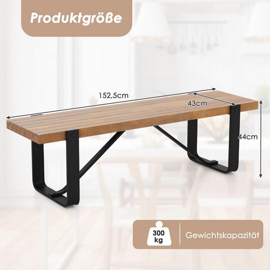 B2X  Banc d'entrée avec cadre en métal, banc de couloir, ferme rustique, étagère à chaussures en bois, 152,5 x 43 x 44 cm 