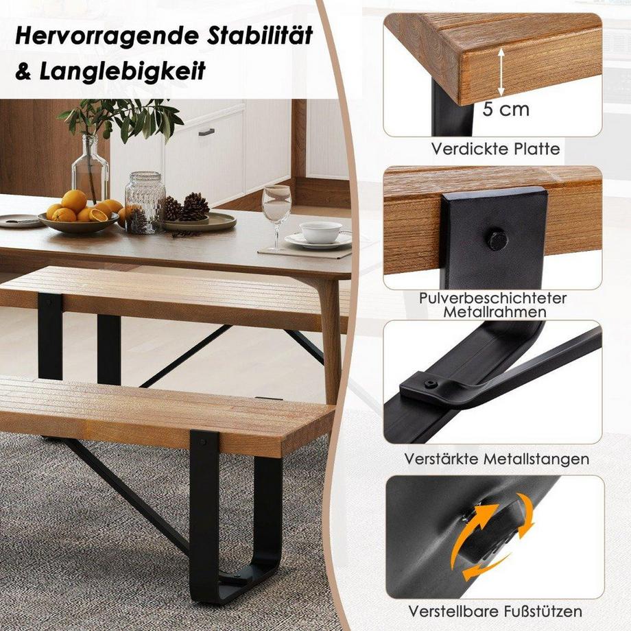 B2X  Banc d'entrée avec cadre en métal, banc de couloir, ferme rustique, étagère à chaussures en bois, 152,5 x 43 x 44 cm 