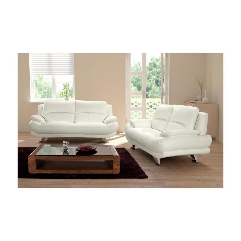 Vente-unique Canapé 3+2 places en simili MUSKO Ivoire  