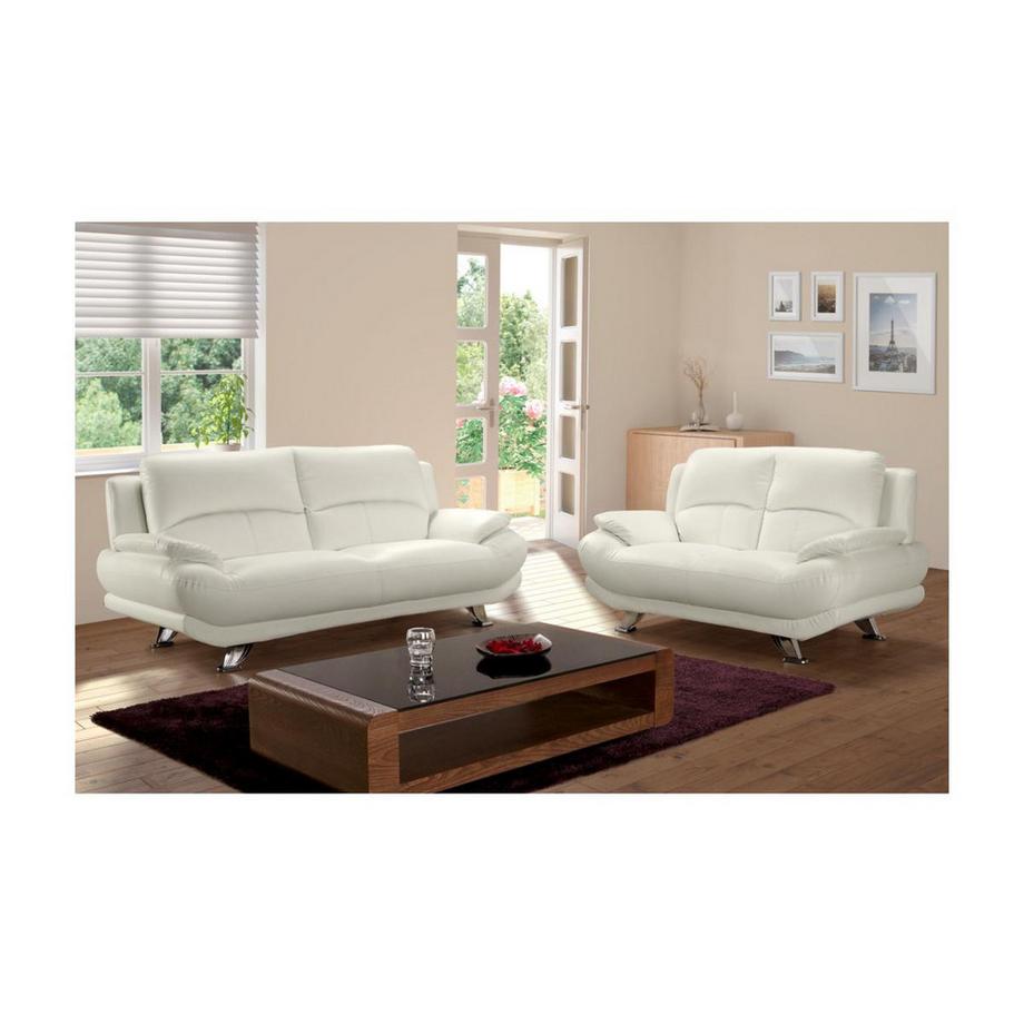 Canapé 3+2 places en simili MUSKO Ivoire