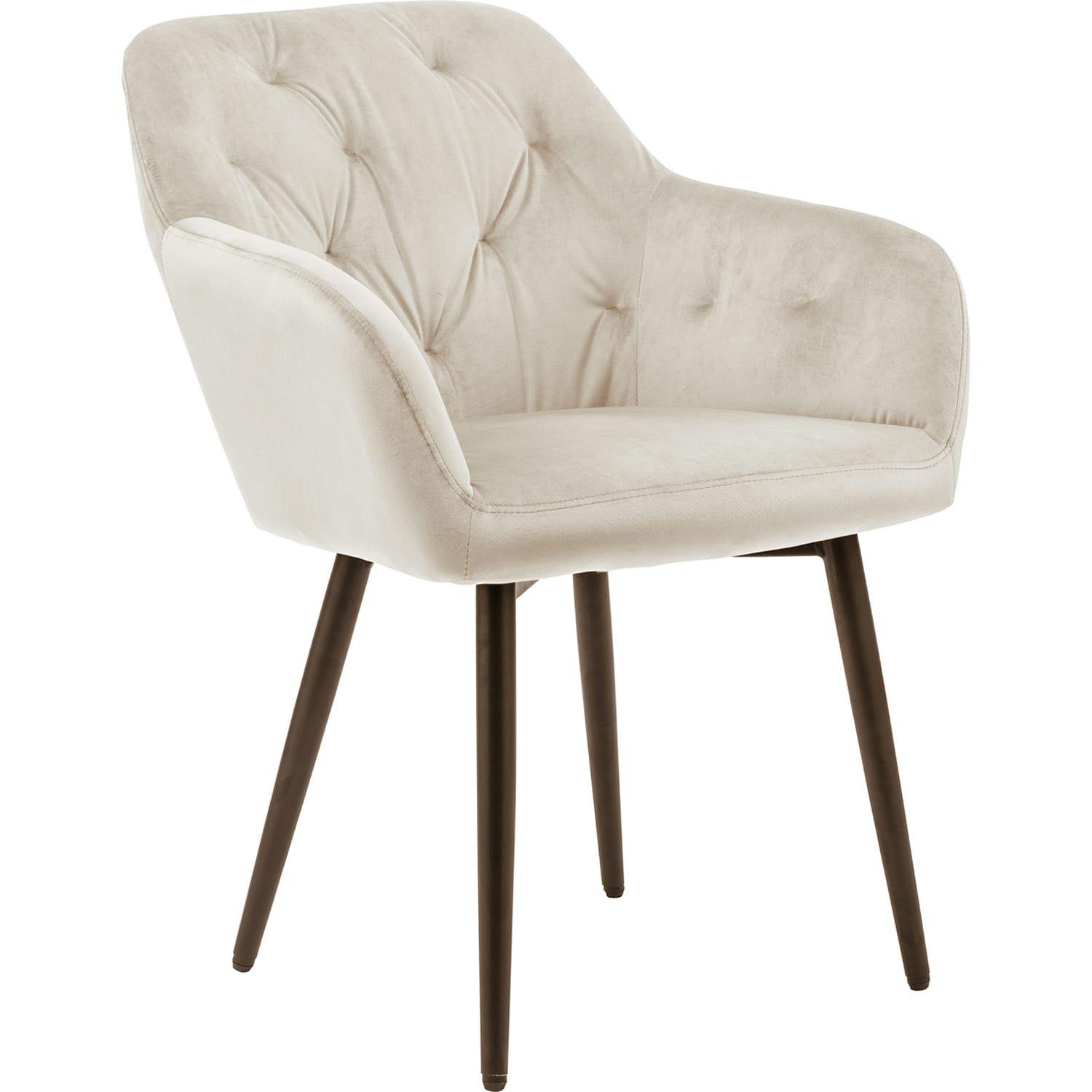 mutoni Fauteuil velours blanc crème  