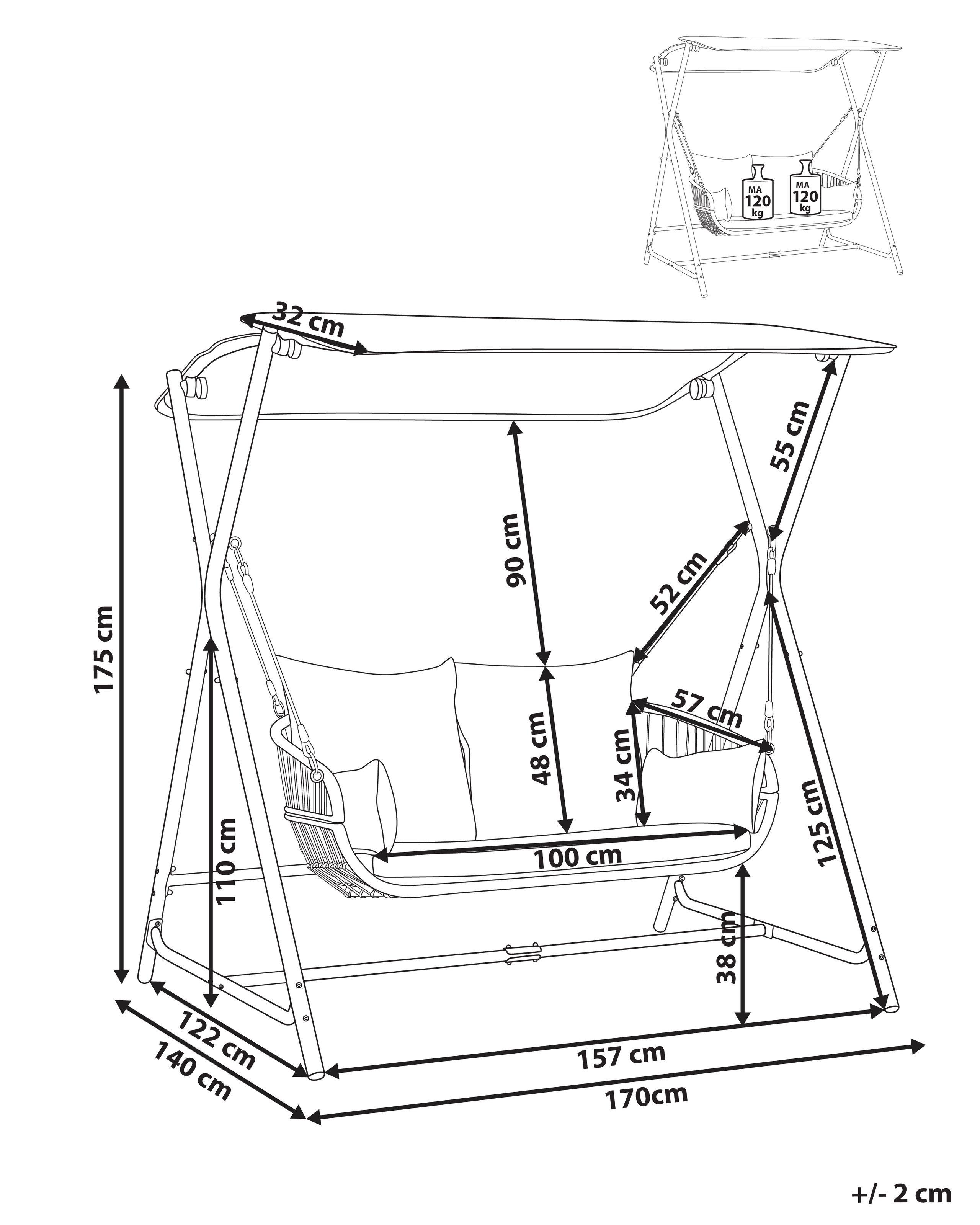 Beliani Hollywoodschaukel aus Stahl Mediterran FIASTRA  