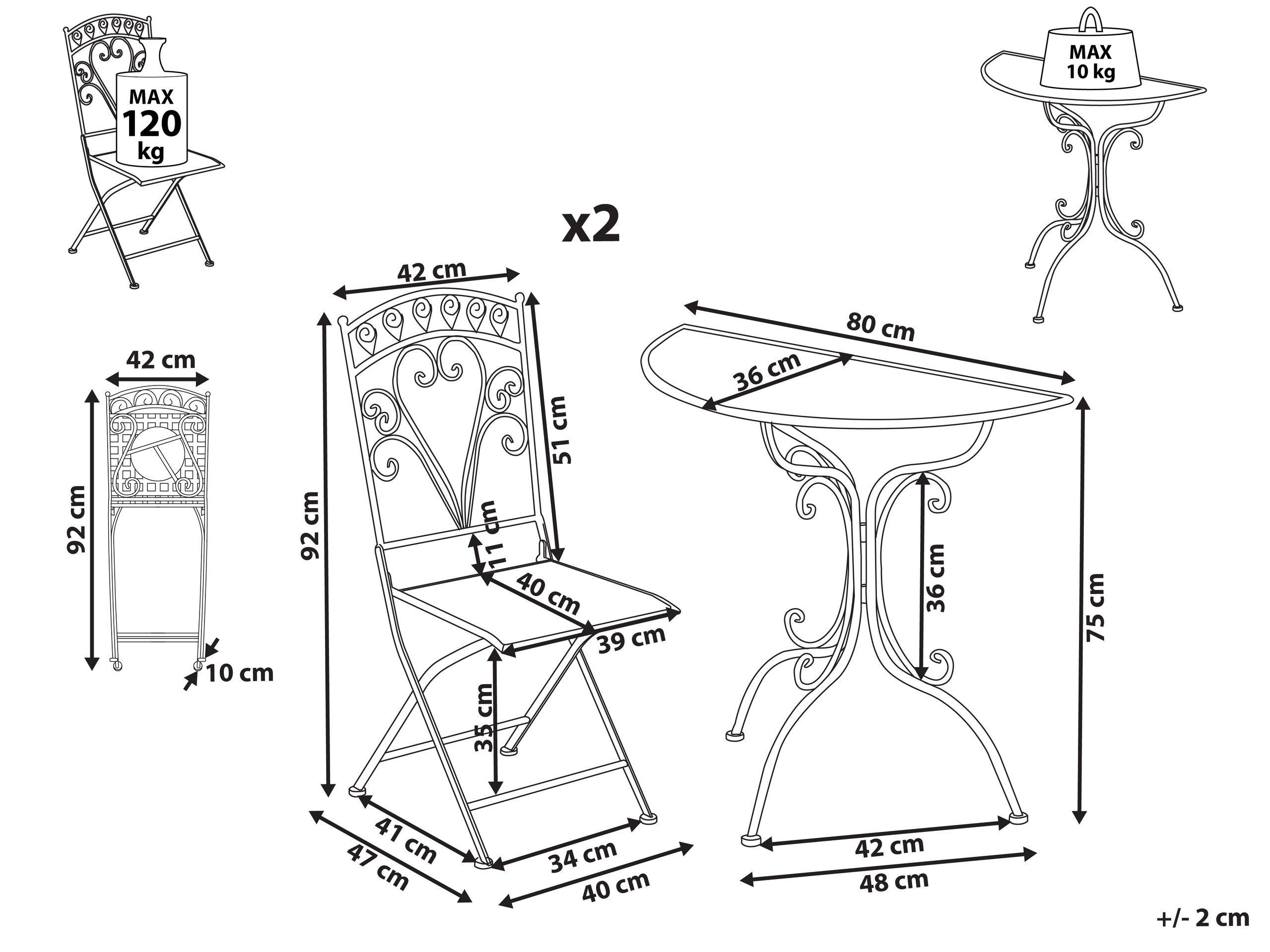 Beliani Set bistrot en Ferro Retrò NURRA  