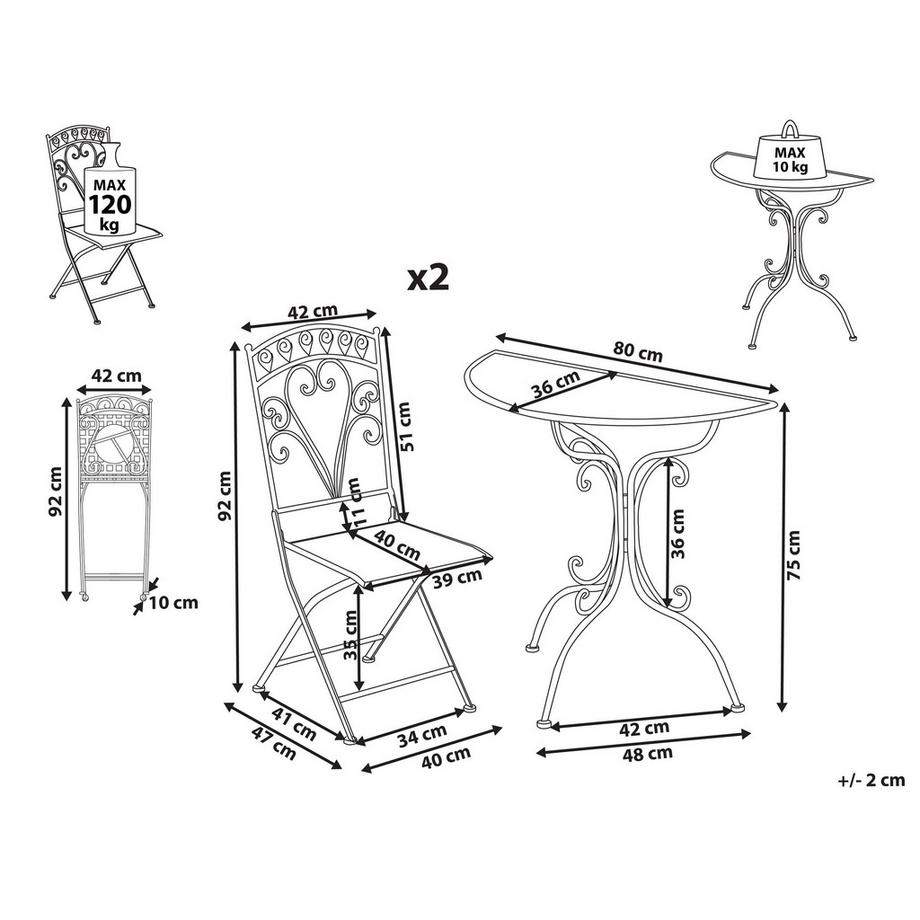 Beliani Bistro Set aus Eisen Retro NURRA  