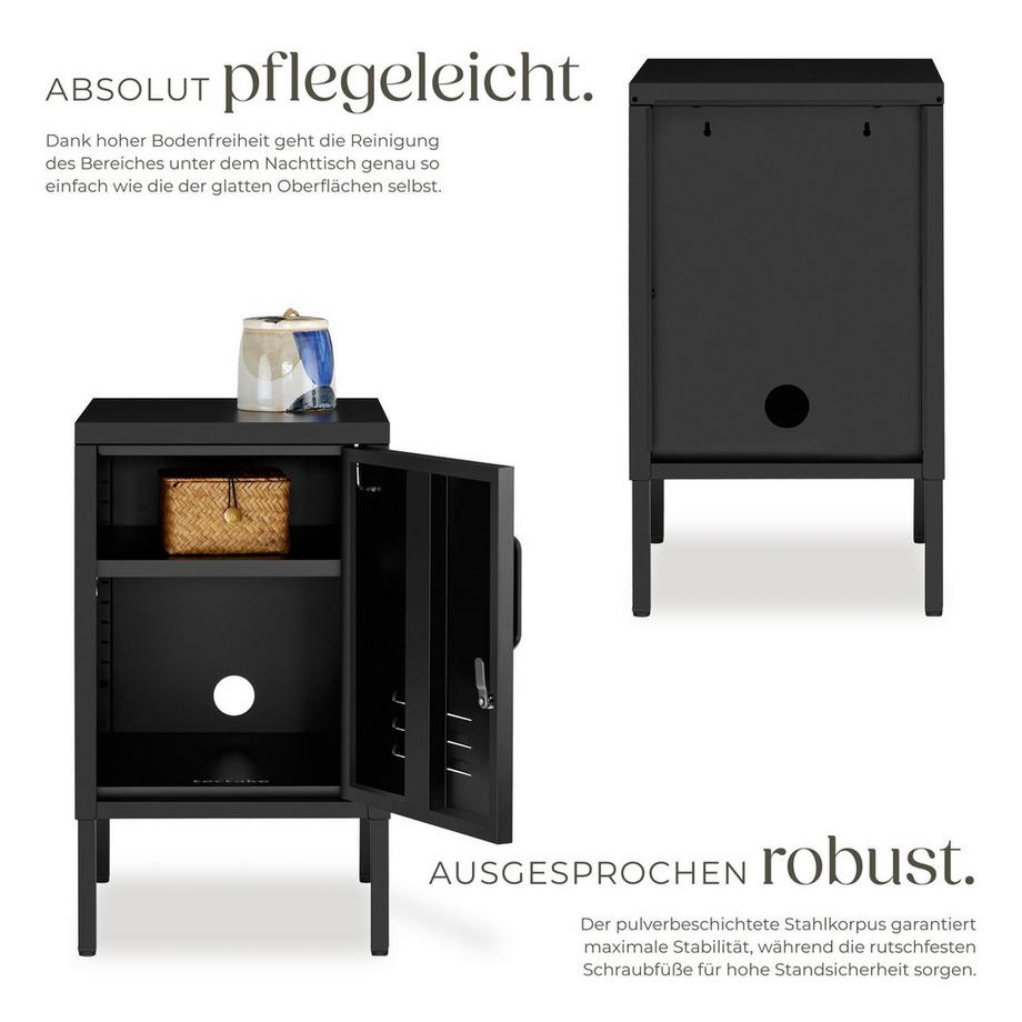 Tectake comodino in metallo moderno Baker porta chiudibile con chiusura magnetica  