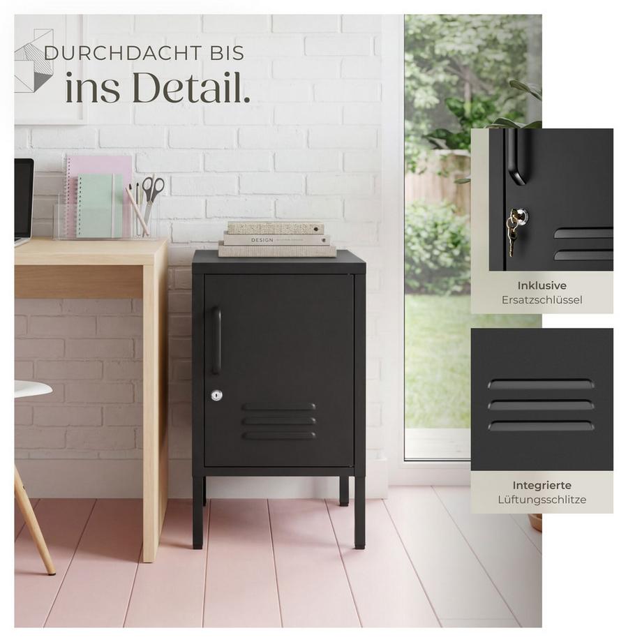 Tectake comodino in metallo moderno Baker porta chiudibile con chiusura magnetica  