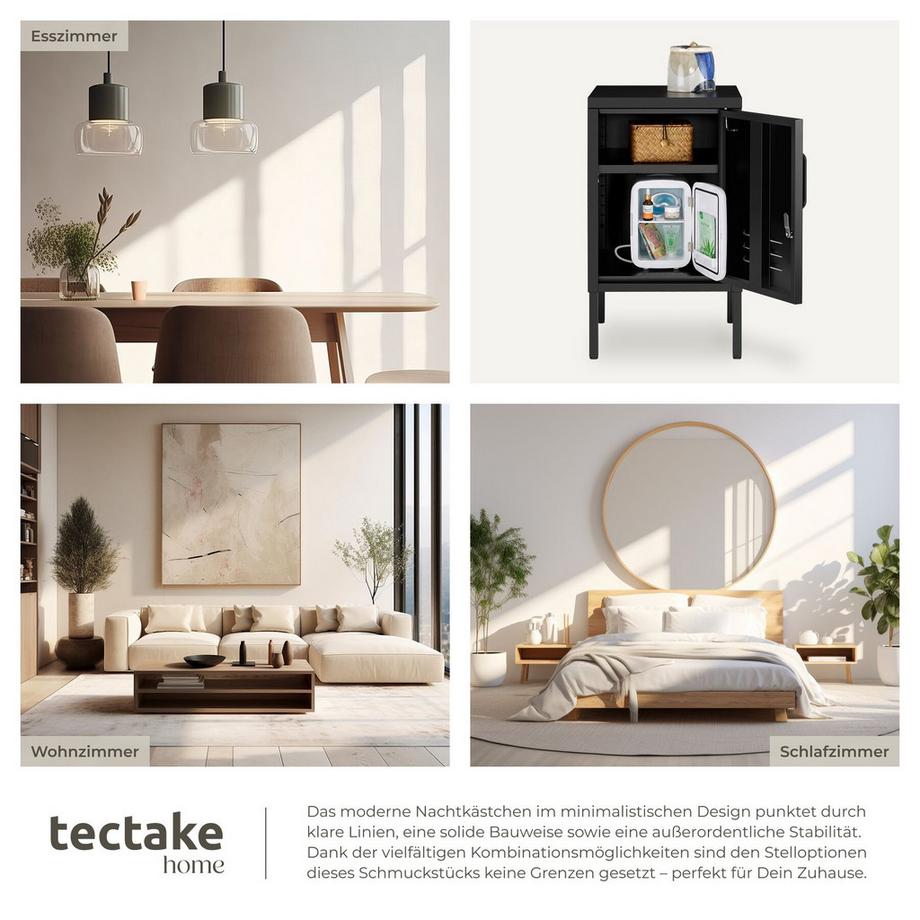 Tectake comodino in metallo moderno Baker porta chiudibile con chiusura magnetica  