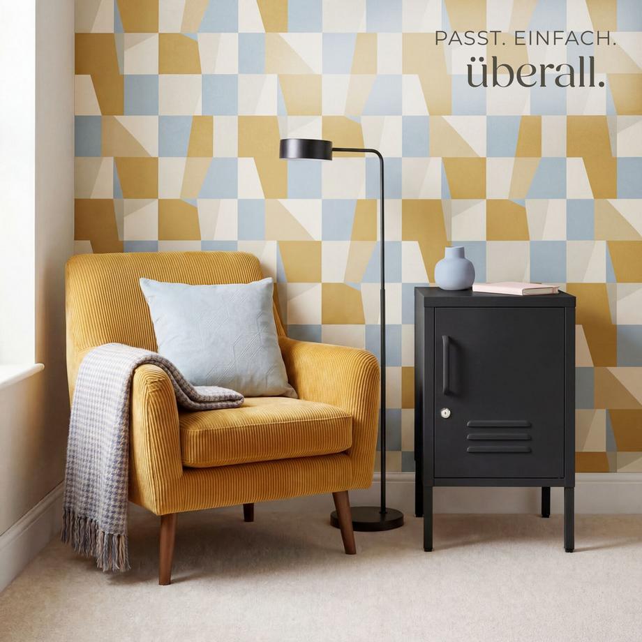 Tectake comodino in metallo moderno Baker porta chiudibile con chiusura magnetica  