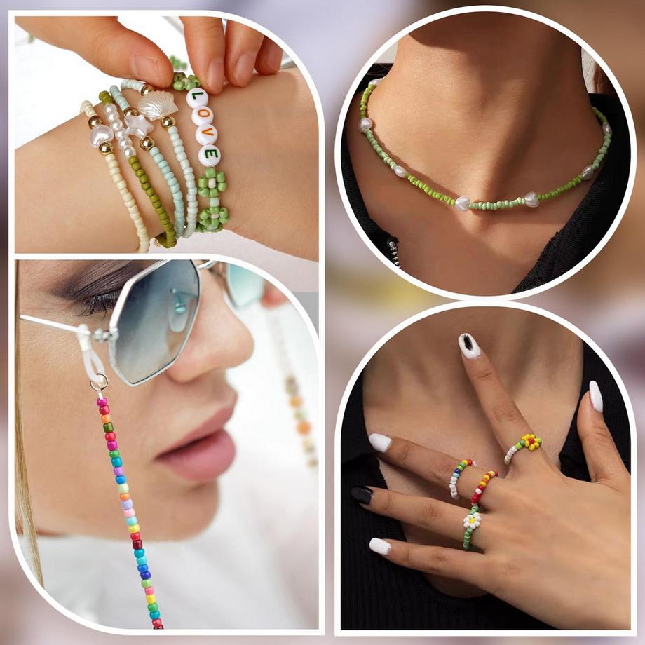Activity-board  Perlen für Armbänder 38000 Stück, Farbperlen Set Schmuck, Perlen für Armbänder 