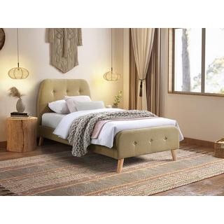 Vente-unique Letto 90 x 190 cm con testata trapuntata Tessuto Beige  - ROMEO  