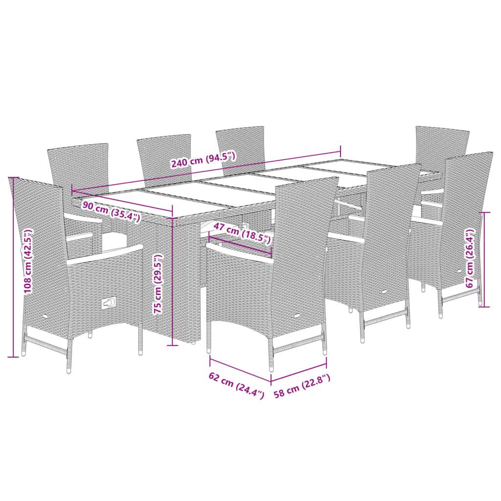 VidaXL Ensemble de salle à manger de jardin rotin synthétique  