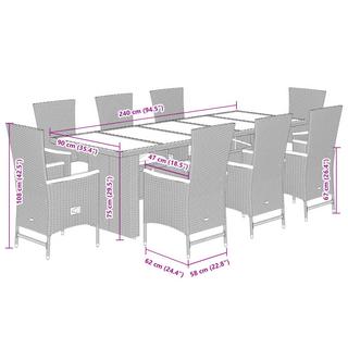 VidaXL Ensemble de salle à manger de jardin rotin synthétique  