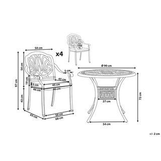 Beliani Set da pranzo da giardino en Alluminio Retrò ANCONA  