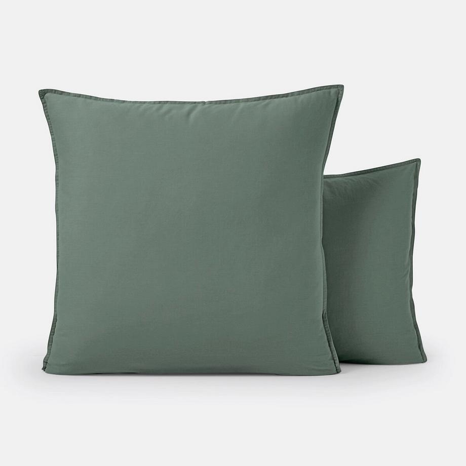 Taie d'oreiller enfant unie coton lavé