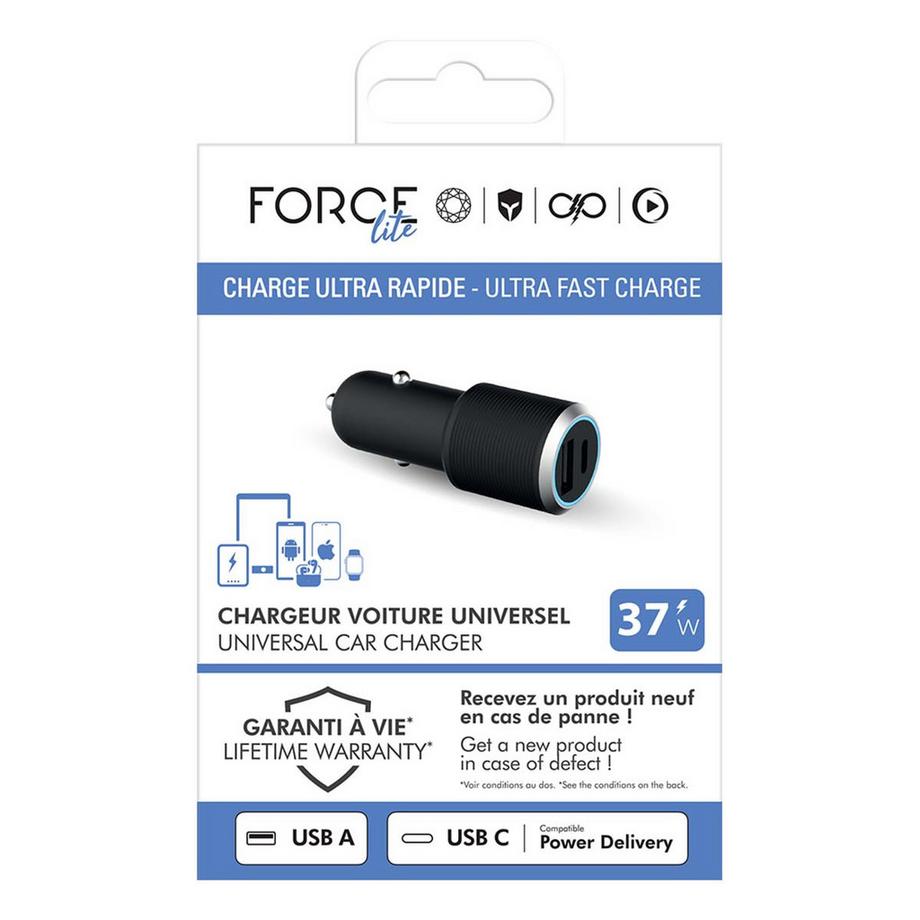 Force Power  Double Chargeur voiture PD 37W 
