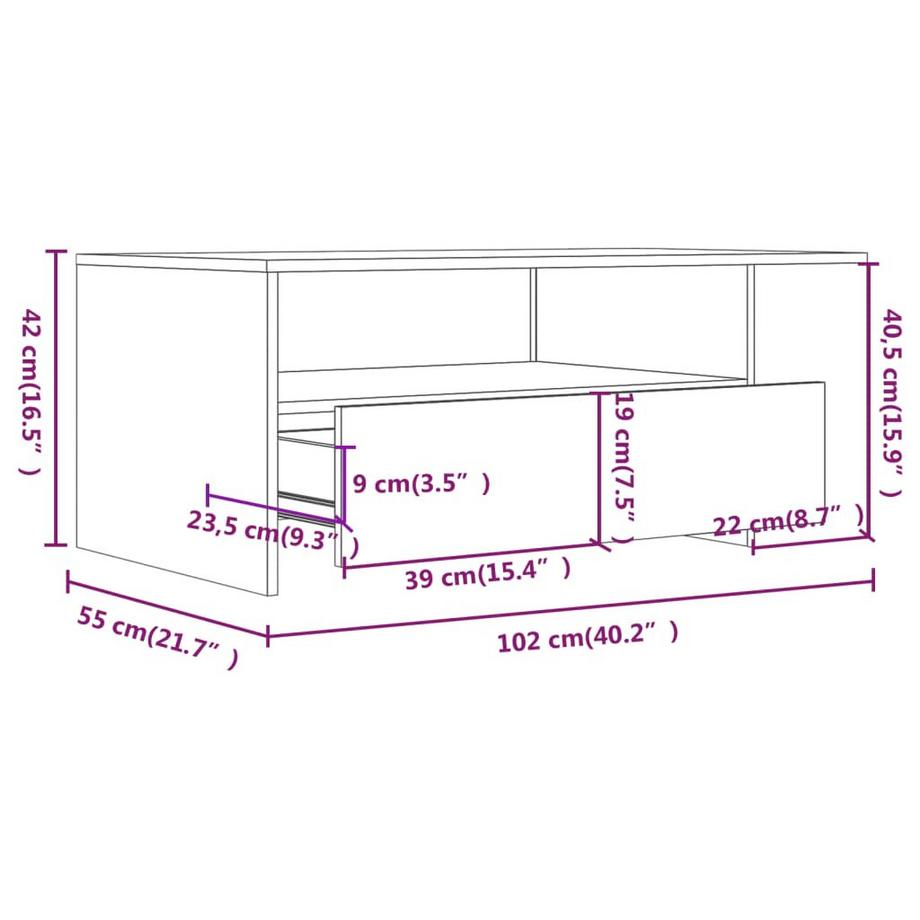 VidaXL Table basse bois d'ingénierie  