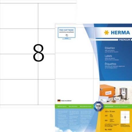 HERMA Universal-Etiketten 105 x 70 mm Papier Weiß 800 St. Permanent haftend Tintenstrahldrucker, Laserdruc  